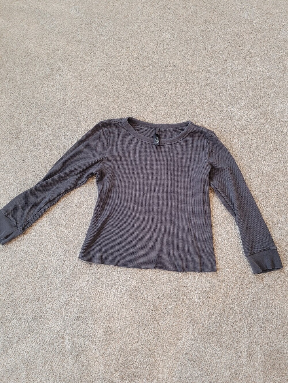 Skims Womens Dark Gray Waffle Knit Long Sleeve Shirt Size Small - Picture 2 of 4